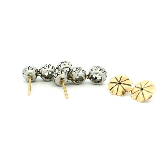Vintage Platinum and 14k Gold 2 Carat Diamond Drop Earrings Circa 1950s, A Pair For Sale - Image 11 of 15