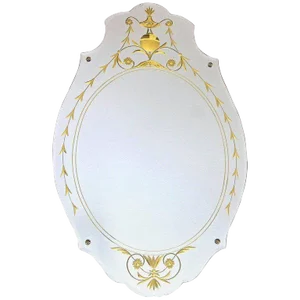 1930s Art Deco Etched Gold Wall Mirror
