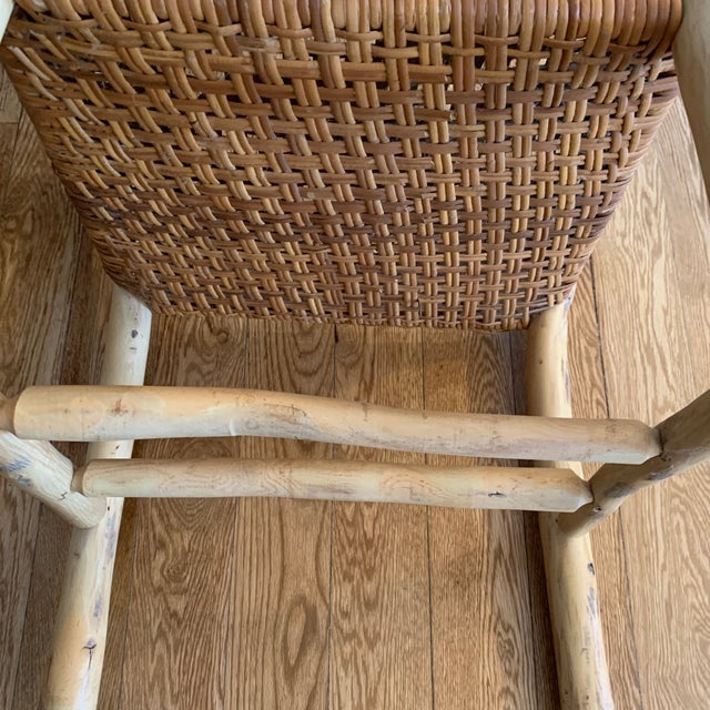 Tan Late 20th Century Log Wood Chairs Rattan Seat and Backing For Sale - Image 8 of 12