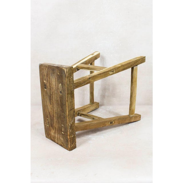 Vintage Rustic Stool in Elm, 1979 For Sale - Image 4 of 5