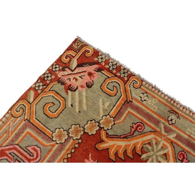 Hand Knotted Khotan Samarkand Rug, 1920s For Sale - Image 9 of 11