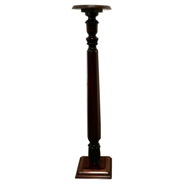Tall 19th Century Carved Mahogany Pedestal, 1880s For Sale