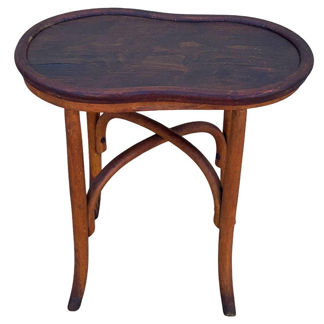 Turn of the century bidet/chamber pot stand with lid by Thonet featuring an elegant, sculptural frame crafted from warm-...