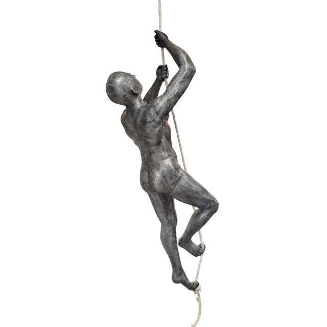 7 Feet Tall Contemporary Cast Aluminum "Climbing Man" Suspended Sculpture For Sale - Image 9 of 17