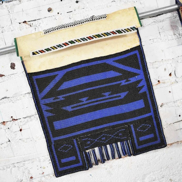 Vintage Ndebele Mapoto Beaded Aprons as Wall Sculpture From South Africa Canvas Backed, Set 4 For Sale - Image 4 of 13