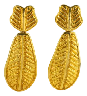 Sonia Rykiel Gilded Floral Dangle Clip Earrings with Palmtree Design