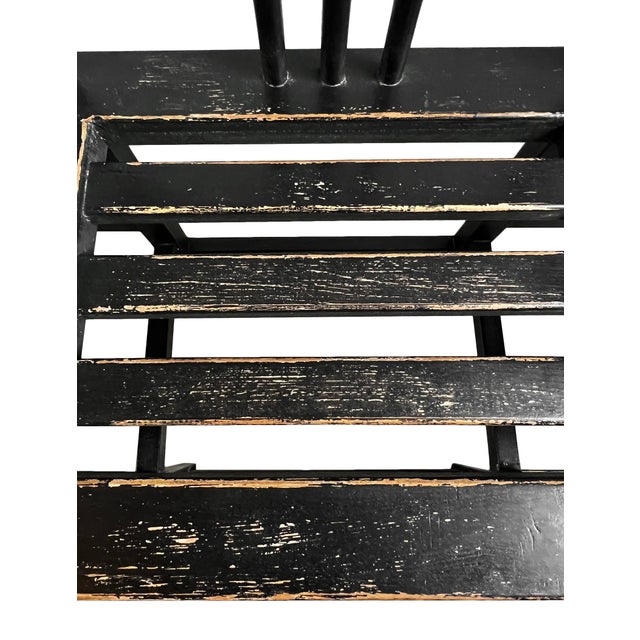 Vintage Black Farmhouse Asian Julan Wood Hall Bench For Sale In Los Angeles - Image 6 of 8