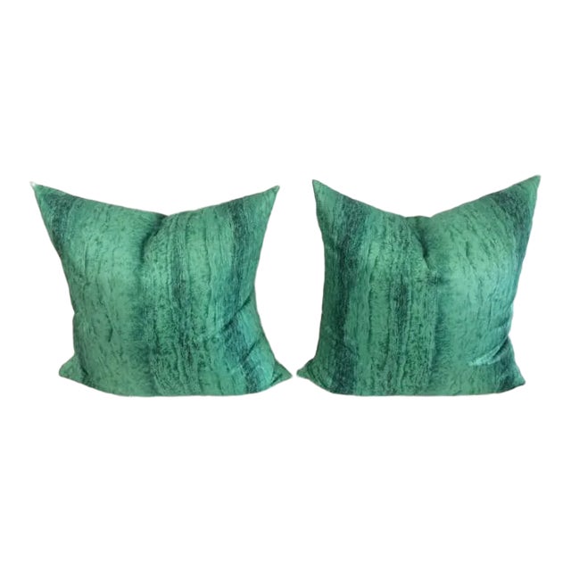 Contemporary Malachite Pillows - A Pair For Sale