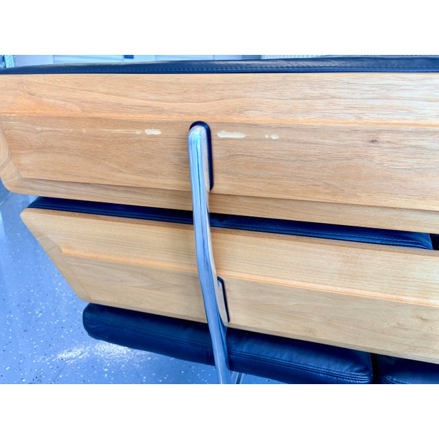 Black 20003 3-Seat Sofa by Ray and Charles Eames in Teak W/ Black Leather For Sale - Image 8 of 13