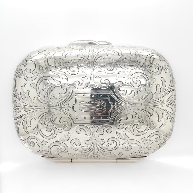 Metal Antique Tiffany & Co. Sterling Silver Engraved & Monogrammed Soap Box For Sale - Image 7 of 17