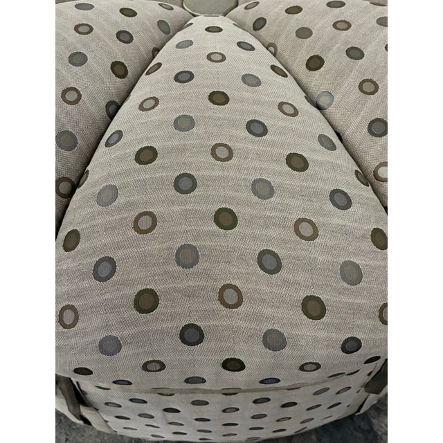 Early 21st Century Dapha Upholstered Furniture Round Tufted Skirted Ottoman, 36” For Sale - Image 5 of 7