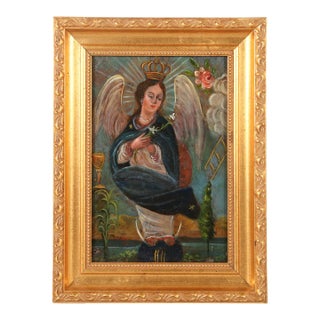 Our Lady of the Apocalypse, Oil on Tin, 19th Century For Sale