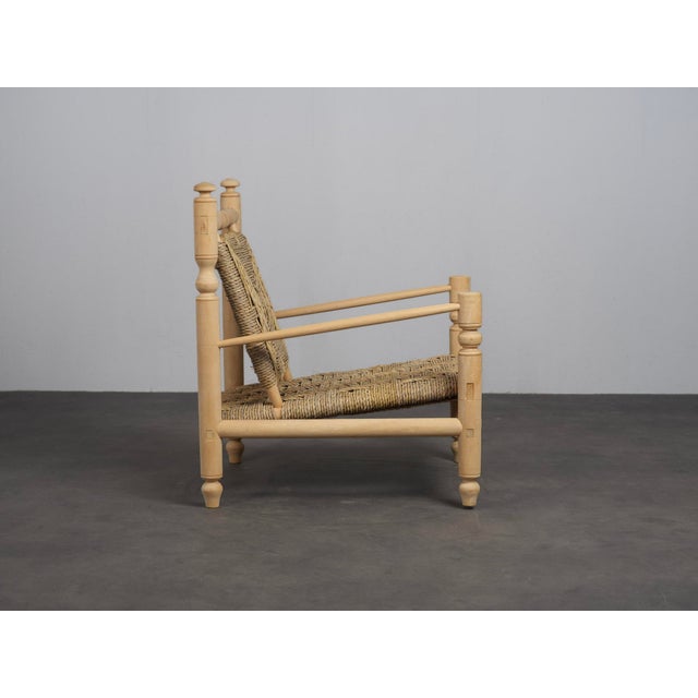 Mid-Century Modern Vintage Woven Seagrass Lounge Chair, France, 1970s For Sale - Image 3 of 11