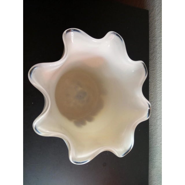 This is an Art Deco White Art Glass 5" Vase with ruffled edges. Procured at auction BOX F