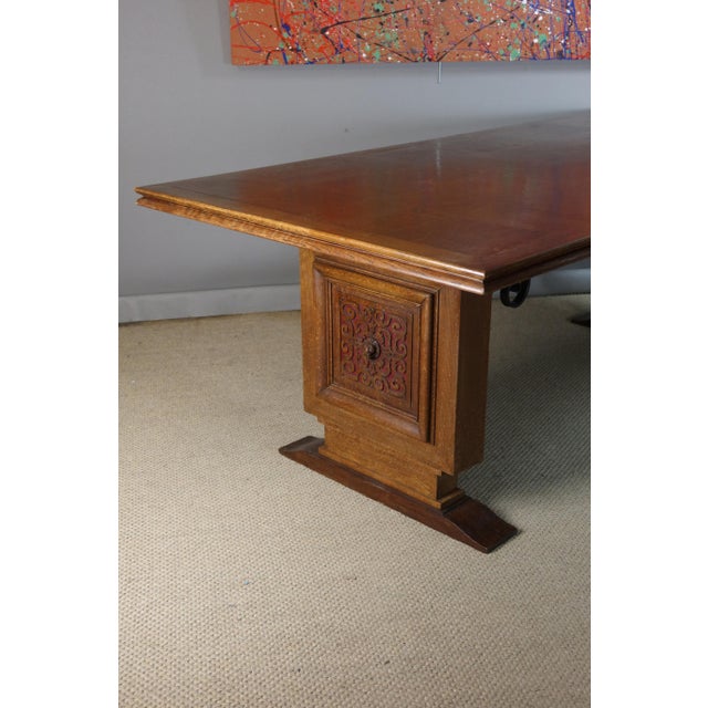 Large Art Deco Oak Table, 1930s For Sale - Image 3 of 16