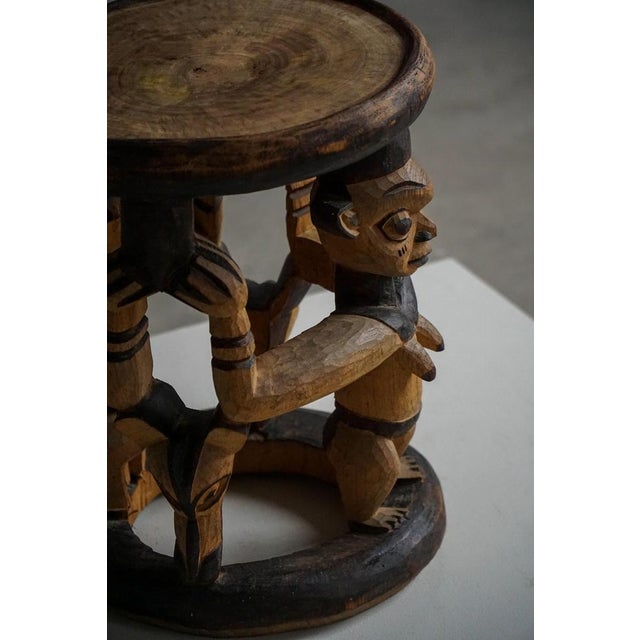 Wood Mid-20th Century African Carved Hardwood Stool, 1950s For Sale - Image 7 of 18