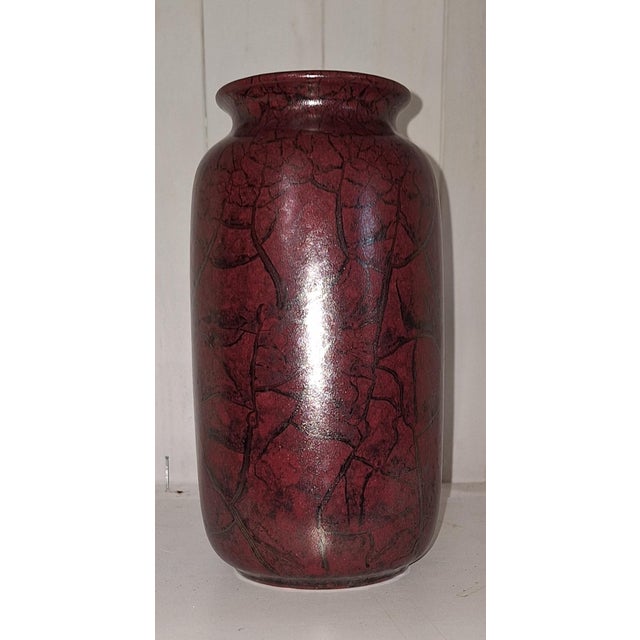 1970s Vintage German Red Marbled Ceramic Vase, 1970s For Sale - Image 5 of 5