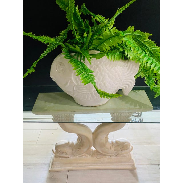 Beige Coastal Decor Large Fish Garden Planter For Sale - Image 8 of 13