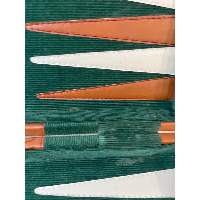 Vintage Mid-Century Green and Brown Striped Backgammon Game Set in Travel Case For Sale - Image 16 of 17