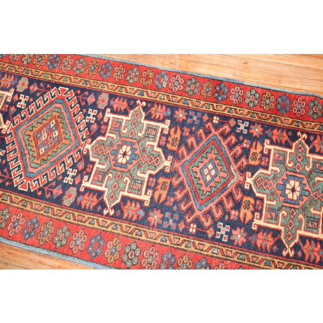Zabihi Collection Antique Navy Blue Heriz Runner - 2'10" x 9' For Sale In New York - Image 6 of 9