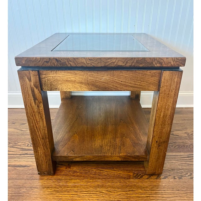 1970s Vintage 1970’s Gordon's Fine Furniture Burlwood Smoked Glass Coffee, End and Accent Table Set For Sale - Image 5 of 11