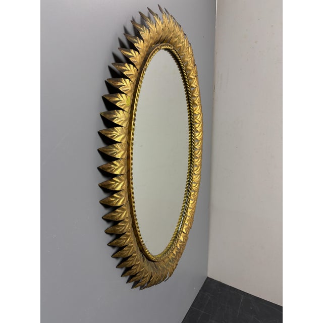 Gold Mid-Century Bohemian Hollywood Regency Spanish Gilt Metal Sun Mirror, 1960s For Sale - Image 8 of 18