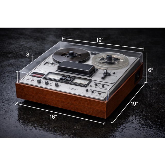 Mid-Century Modern Vintage Sony Tc-630d Solid State Reel-to-Reel Tape Recorder in Original Wood Case With Dust Cover and Original Manual For Sale - Image 3 of 7