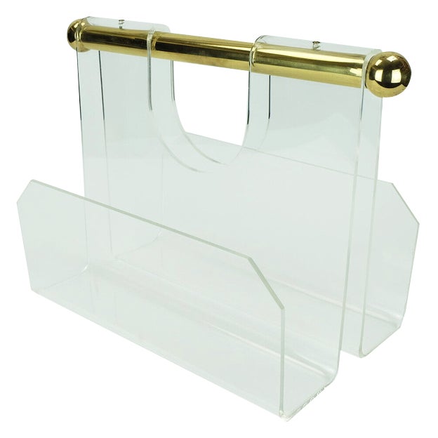 Space Age Transparent Acrylic Magazine Rack, 1980s For Sale