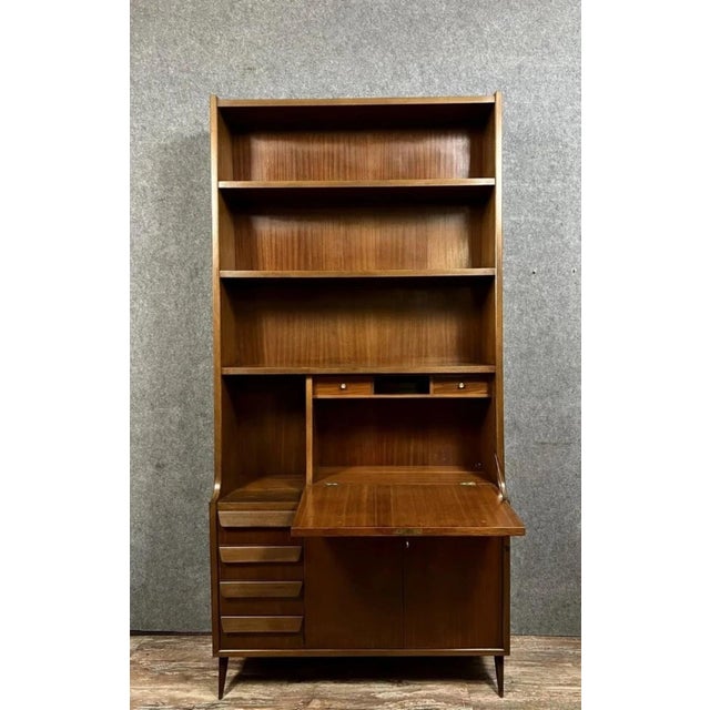 Wood Italian Secretary Bookcase from Mobili Barovero Torino, 1960s For Sale - Image 7 of 8