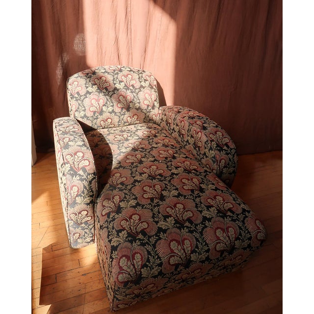 Vintage Upholstered Chaise Lounge With Botanical Fabric For Sale In Los Angeles - Image 6 of 13