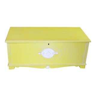 Whitewashed Citron Painted Antique Red Cedar Chest by Gregory Furniture Mfg. For Sale