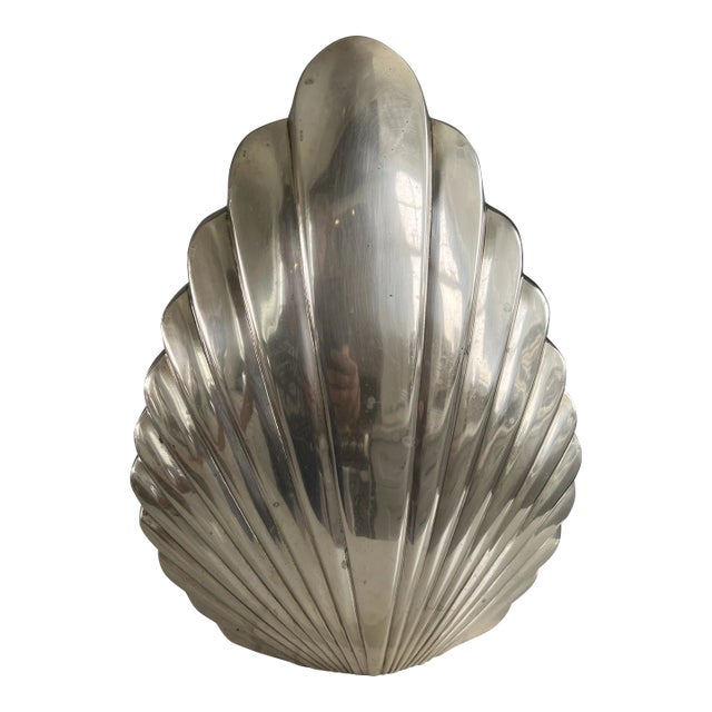 Mid Century Rosenthal Netter Shell Brass Vase For Sale