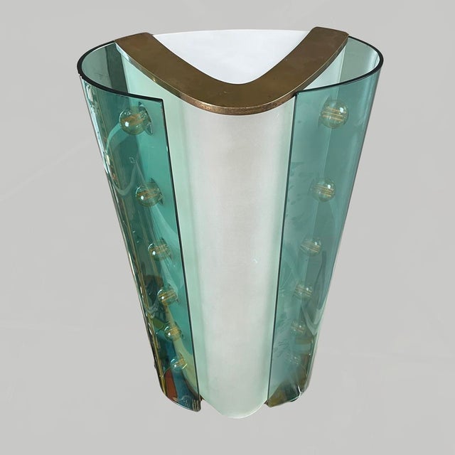 Hanging Light in Glass and Brass by Max Ingrand for Fontana Arte, 1950s For Sale - Image 13 of 18