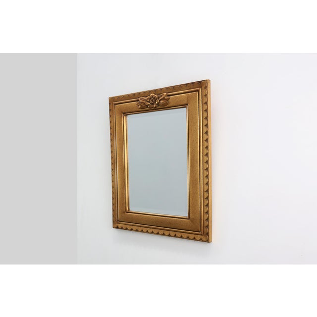 Mid-Century Modern Vintage Rectangular Gilt Resin Mirror from Deknudt, Belgium, 1950s For Sale - Image 3 of 11