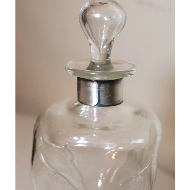 Antique Denmark Hand Blown Glass Sterling Silver Glug Glug Liquor Decanter For Sale - Image 12 of 12