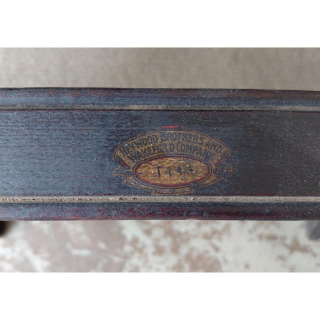 Antique 3 Seat Folding Theater Chair Heywood Bros. And Wakefield Co. For Sale - Image 13 of 13