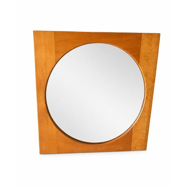 1950s Vintage Mid-Century Modern Blonde Maple Geometric Wall Mirror, 29.5" For Sale - Image 5 of 9
