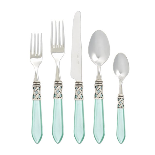 VIETRI Aladdin Antique Aqua Twenty-Piece Flatware Set Set, Service for Four For Sale - Image 12 of 12