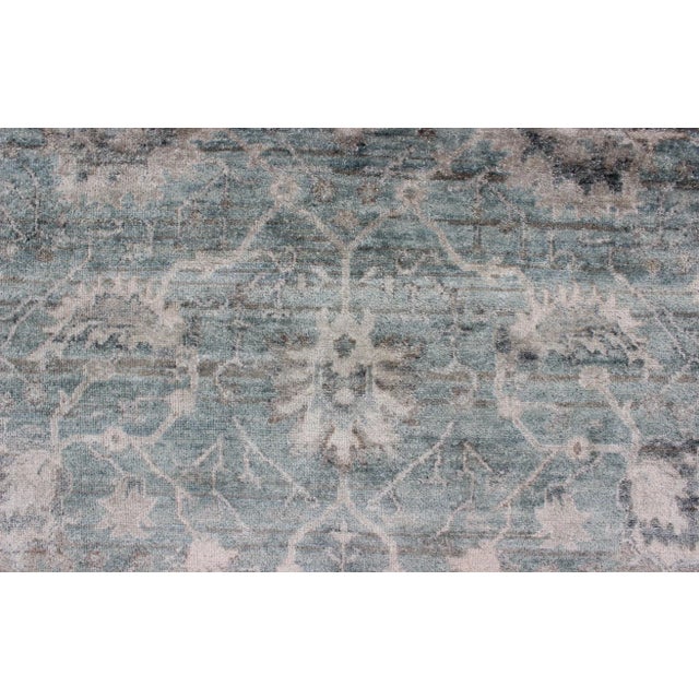 Textile Turkish Oushak in Seafoam Green, Ivory and Light Brown - 8'0 X 10'0 For Sale - Image 7 of 12