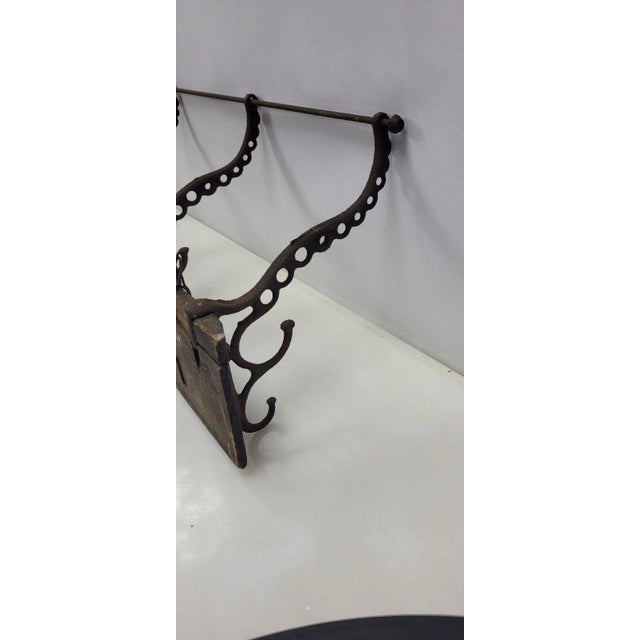 1920s Vintage Cast and Wood Wall Hanging Coat Hat Rack Store Display For Sale - Image 6 of 8