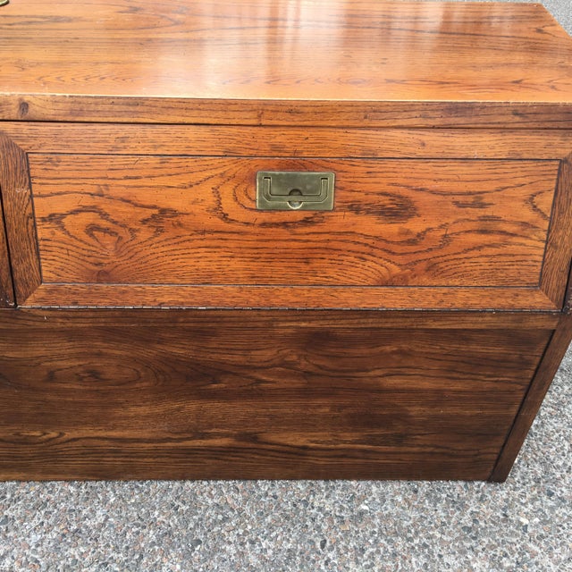 Queen Henredon Scene One Campaign Dresser Headboard and Platform 