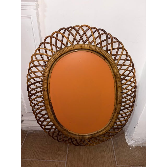 Vintage Wicker Mirror, 1950 For Sale - Image 11 of 12