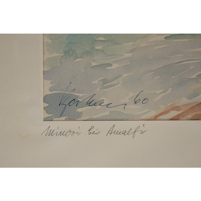 Watercolor on paper, 1960, signed. Minori near Amalfi, Italy. Image size: 46 cm x 32 cm Mounted: 59 cm x 42 cm