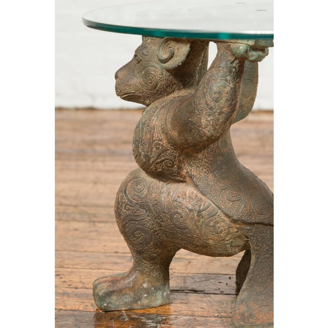 Midcentury Bronze Double Monkey Coffee Table Base with Verde Patina For Sale In New York - Image 6 of 11