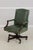 Traditional Vintage Green Leather Mahogany Swivel Desk Chair For Sale - Image 3 of 13
