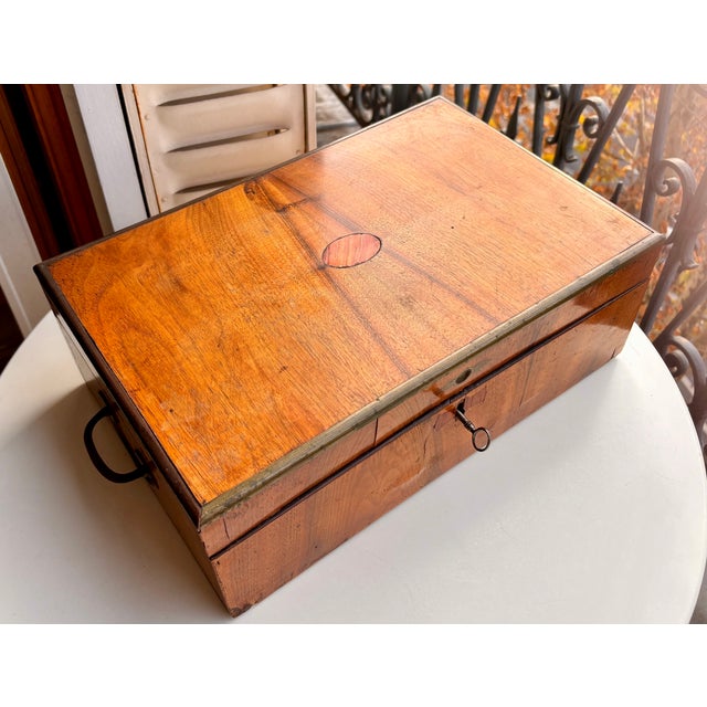 Tan Wooden Brass Documents Box, 19th Century For Sale - Image 8 of 18