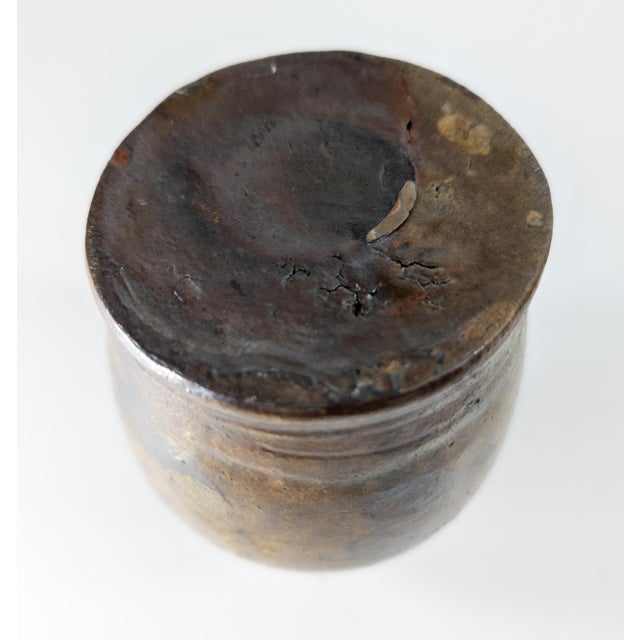 19th Century Rustic American New England Redware Miniature Ovoid Jug For Sale - Image 16 of 17