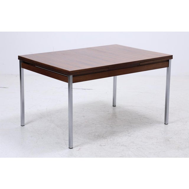 Vintage Extendable Rosewood Dining Table in Chrome and Wood, 1960s For Sale - Image 12 of 14