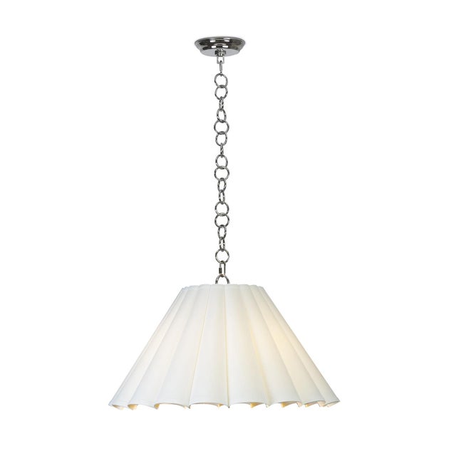Allison Scalloped Shade Pendant Large, Polished Nickel For Sale - Image 4 of 8