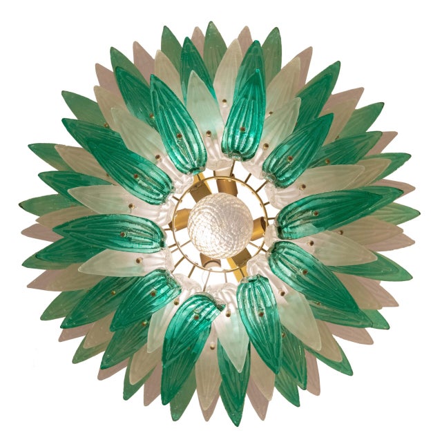 1970s Aqua Green and White Palmette Lamp from Barovier & Toso, 1960s For Sale - Image 5 of 6
